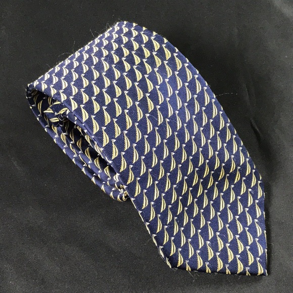 🔴 NAUTICA ship logo Tie navy with yellow ships - Picture 3 of 6